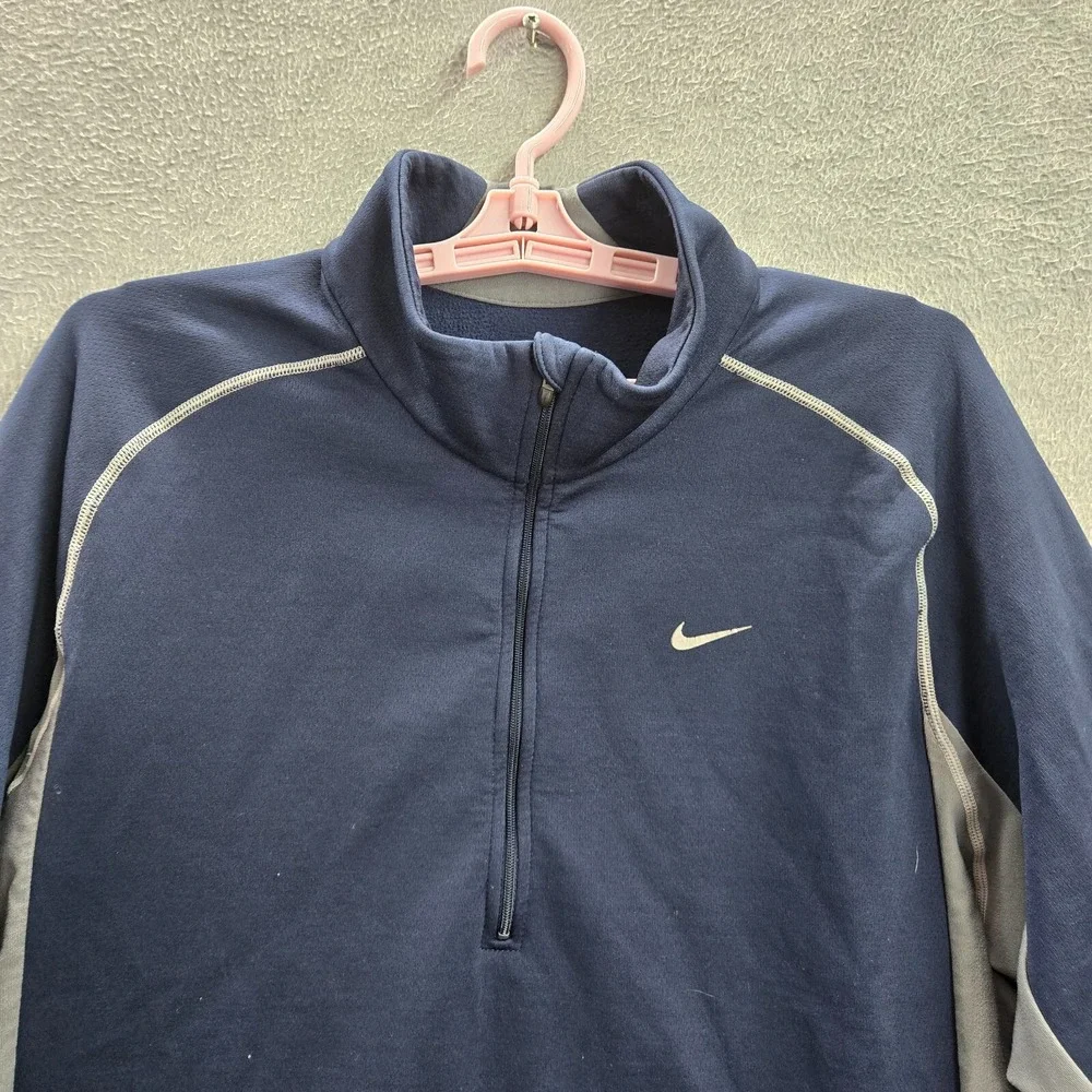 Nike Men Sweatshirt XL‎ Navy Swoosh Logo Nikefit Therma Zipper Long Sleeve